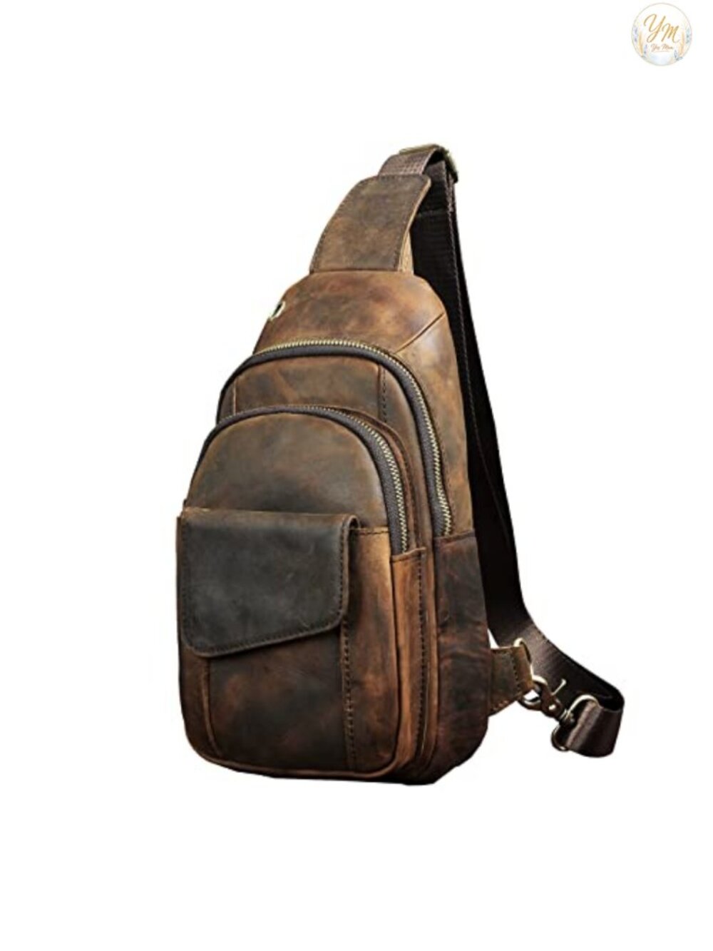 Genuine Leather Crossbody Sling Bag for Men Outdoor Travel Hiking Casual